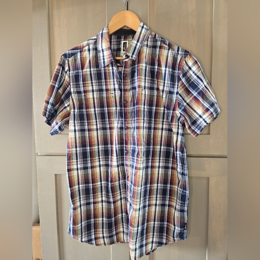 Howe Men's Blue and Red Plaid Snap Front Shirt